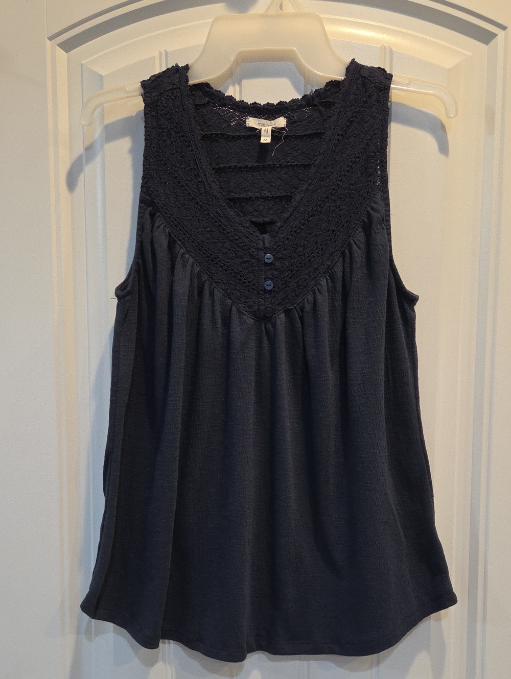 Maurices Navy Crochet V‑Neck Tank